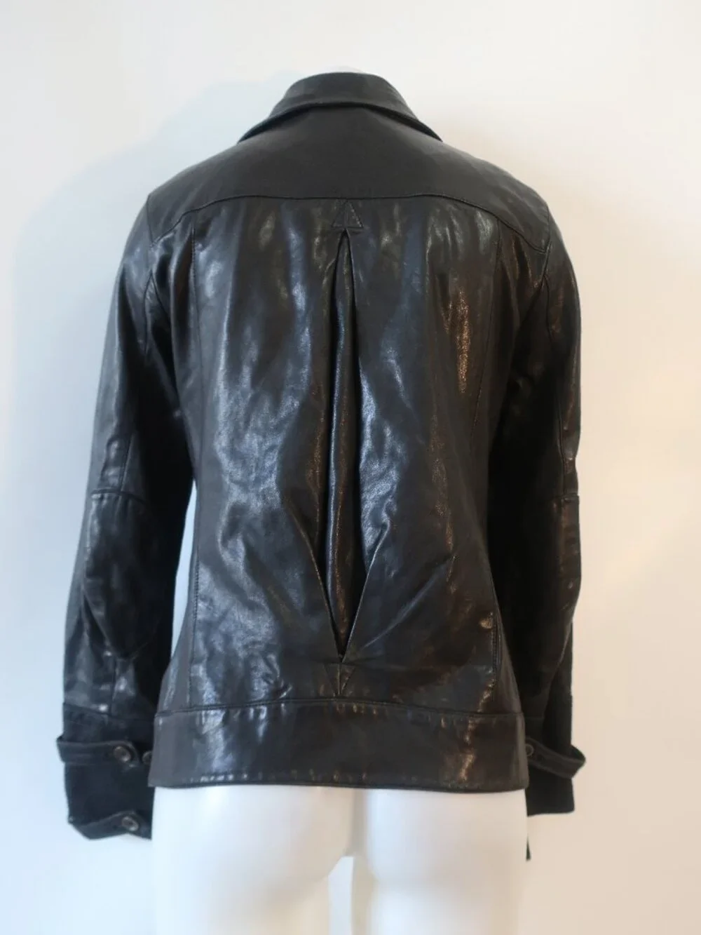 Womens Diane von Furstenberg Black Beau (Item- 9) Leather Military Moto Jacket 6 - Picture 11 of 16
